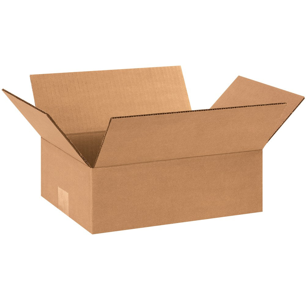 Partners Brand Flat Corrugated Boxes, 12in x 9in x 4in, Kraft, Pack Of 25