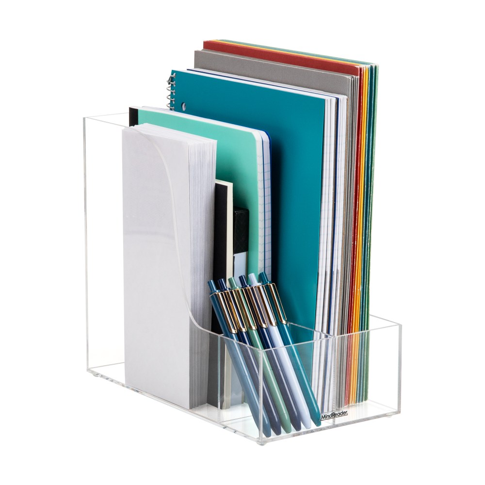 Mind Reader Acrylic Vertical File Storage Magazine Holder, 9-3/4inH x 11inW x 6inD, Clear