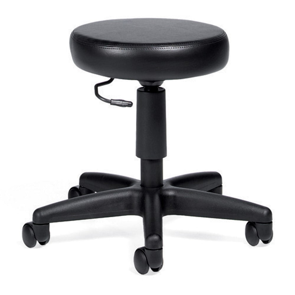 Global File Buddy Pneumatic Swivel Task Stool, Black Seat/Black Frame, Quantity: 1