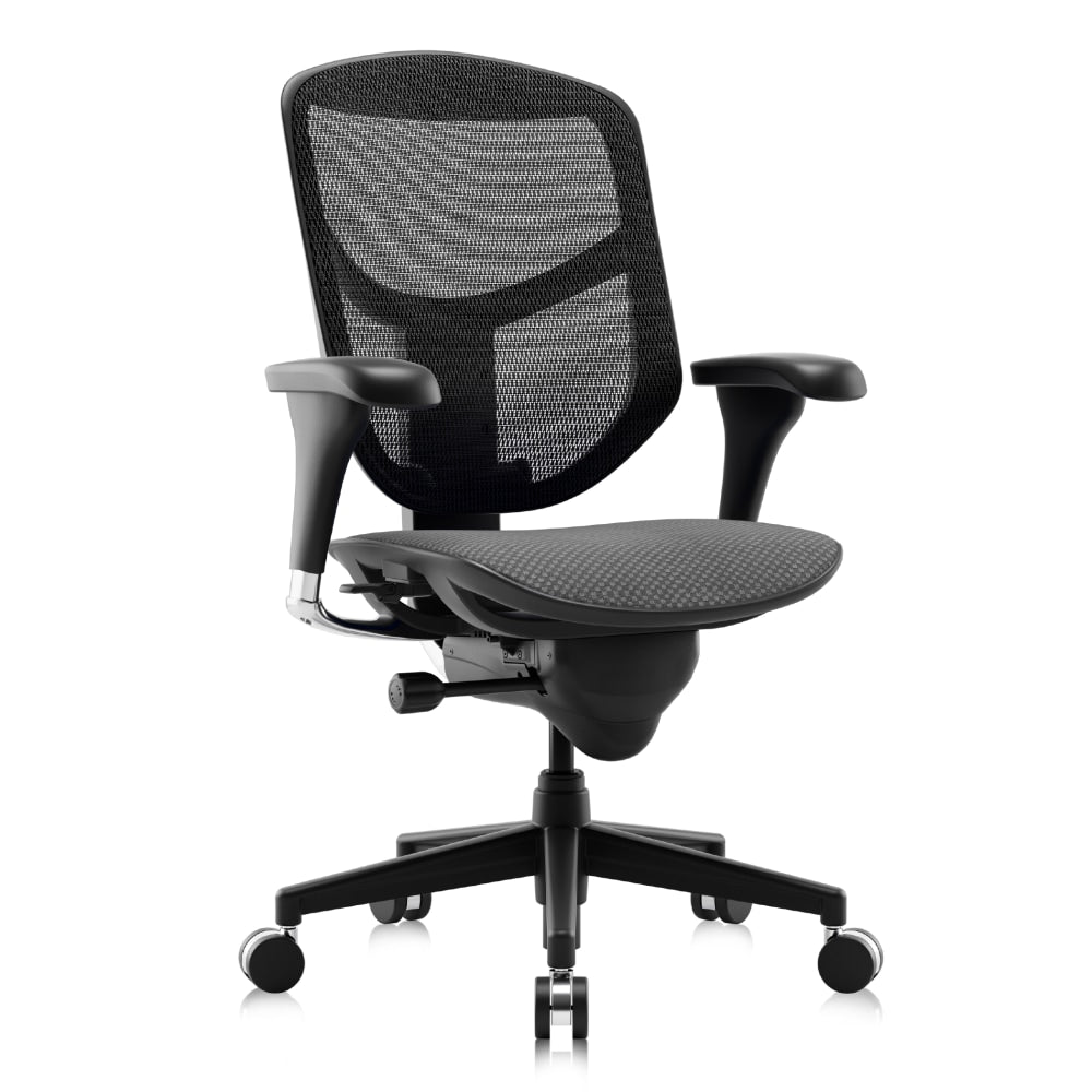 WorkPro Quantum 9000 Series Ergonomic Mesh/Premium Fabric Adjustable Mid-Back Chair, Black/Gray, BIFMA Compliant