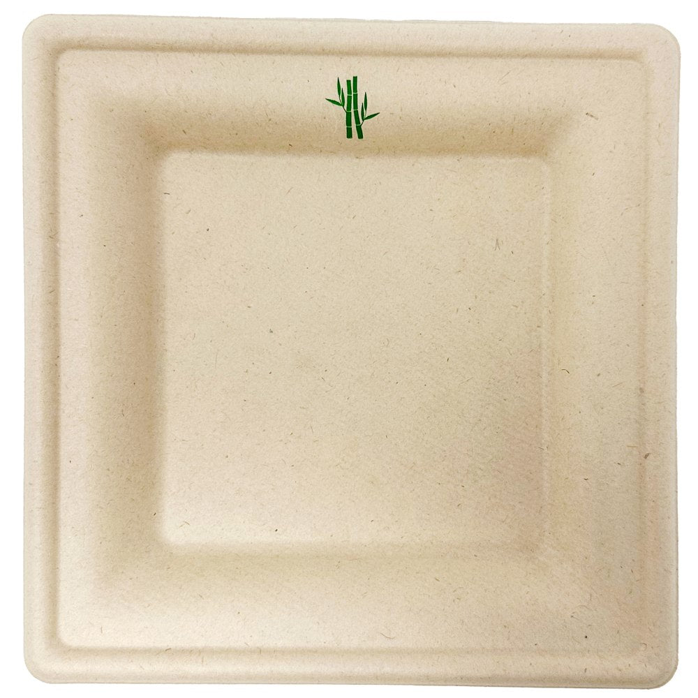Purely Bamboo Square Plates, 10in, Beige, Pack Of 500 Plates