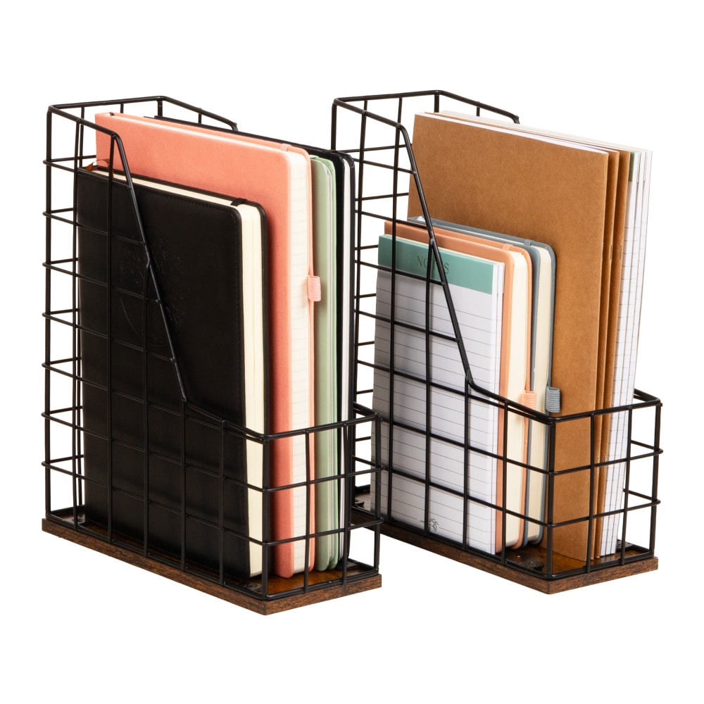 Mind Reader Vertical File Organizer, 12inH x 9-3/4inW x 4inD, Black, Total Qty 1