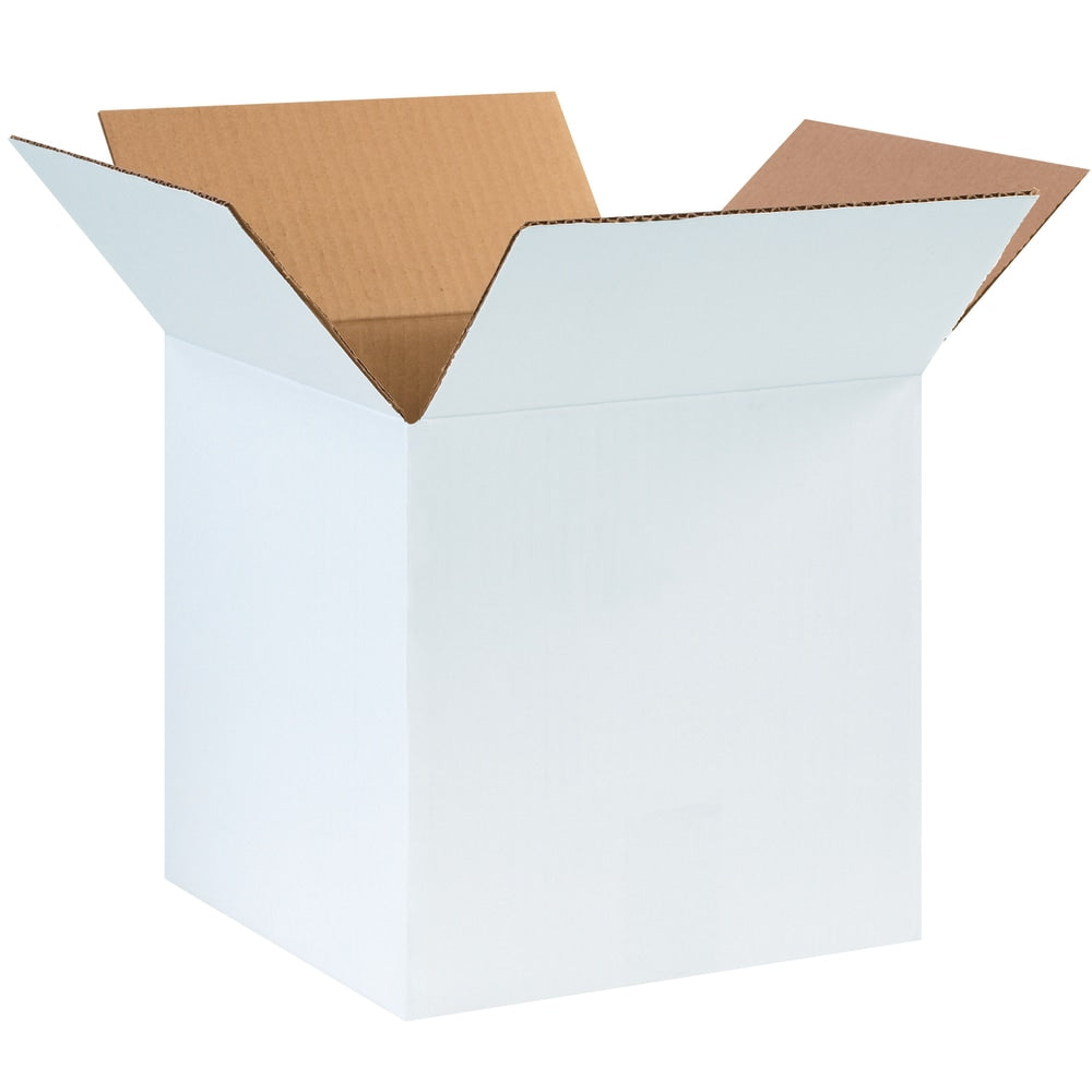 Partners Brand White Corrugated Boxes, 10in x 10in x 10in, Pack Of 25