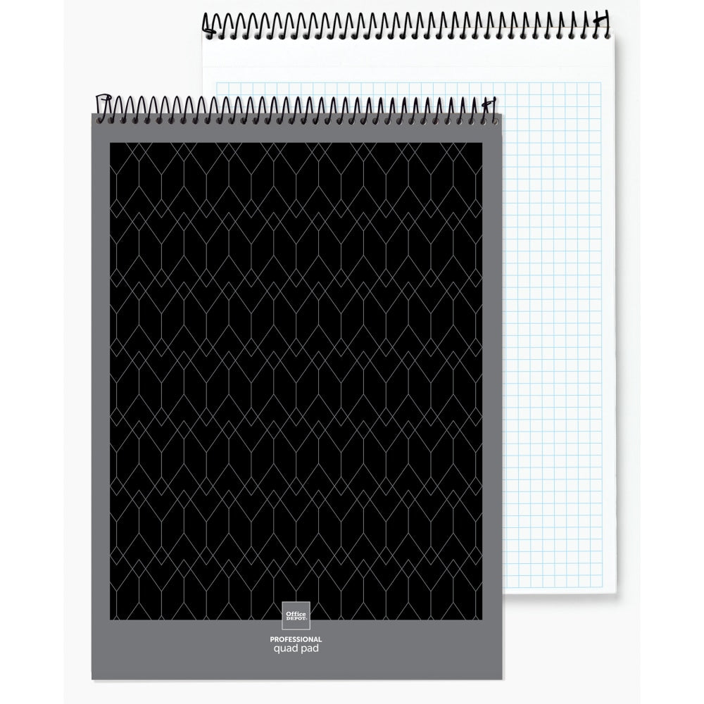 Office Depot Brand Professional Top Wirebound Writing Pad, 8-1/2in x 11-3/4in, Quad Ruled, 70 Sheets, White
