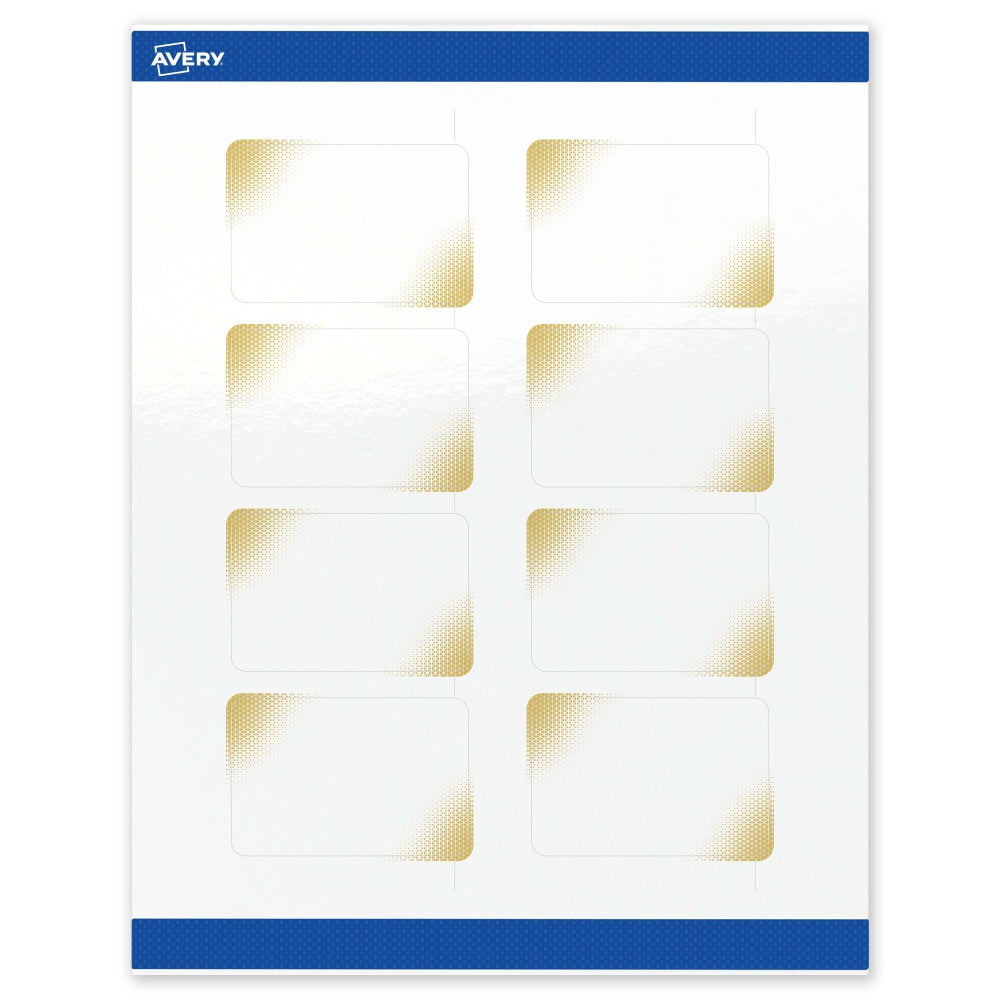 Avery Printable Labels With Sure Feed Technology, S00-EWC, Rectangle, 2in x 3in, Glossy White With Preprinted Gold-Blush Pattern, Pack Of 80