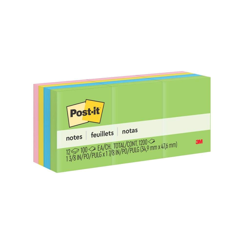 Post-it Notes, 1.38 x 1.88 in, 12 Mini Sticky Note Pads, 100 Sheets/Pad, School Supplies and Office Products, Floral Fantasy