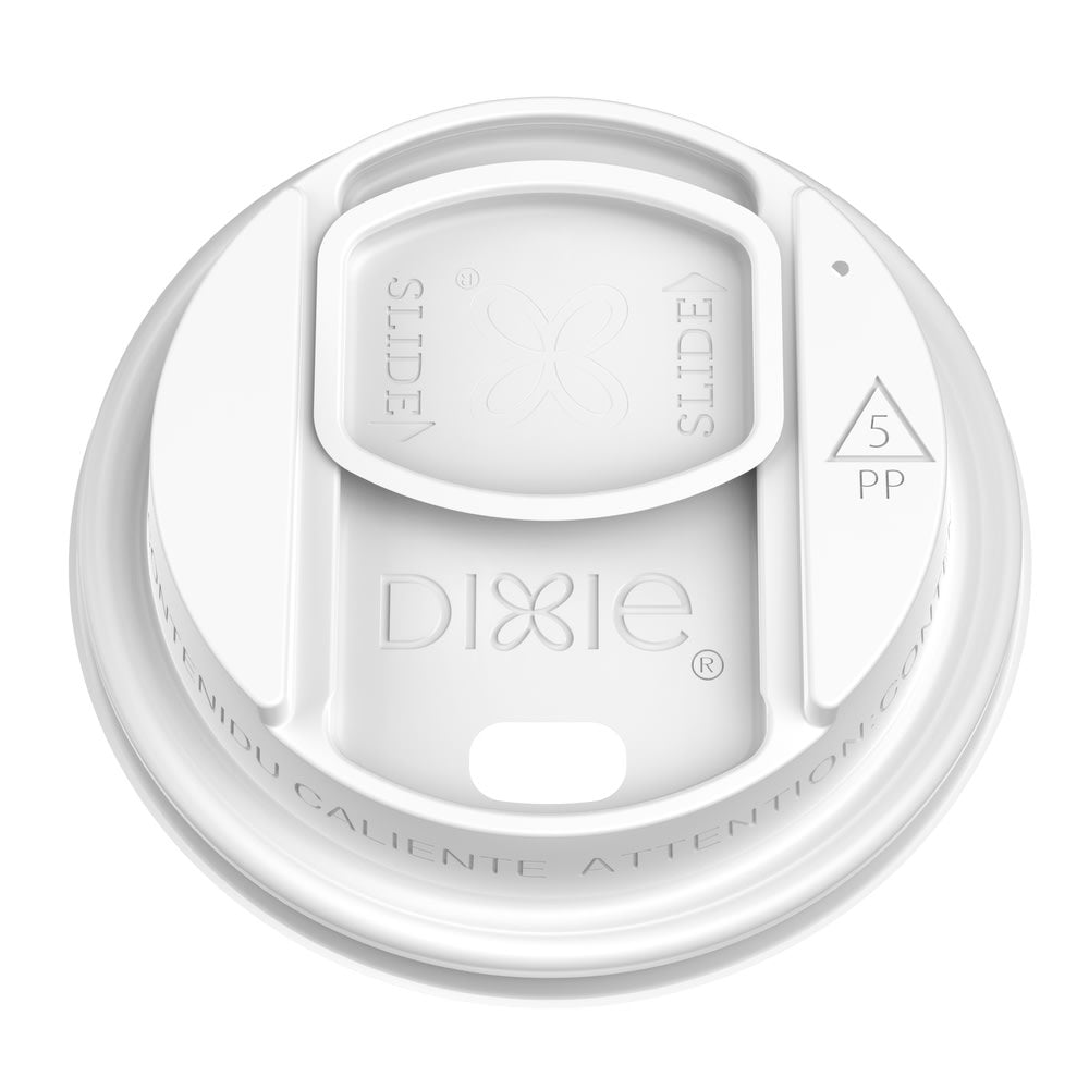 Dixie Reclosable Sliding Hot Cup Lids, Fits 10-20 Oz Cups, White, 1,000 Count (100 Lids Per Sleeve, 10 Sleeves Per Case)