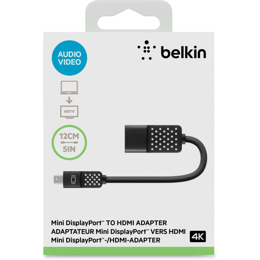 Belkin Mini DisplayPort to HDMI Adapter, 4K - HDMI/Mini DisplayPort A/V Cable - F2CD079BT