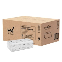 Highmark ECO Multi-Fold 1-Ply Paper Towels, 100% Recycled, White, 250 Sheets Per Pack, Case Of 16 Packs
