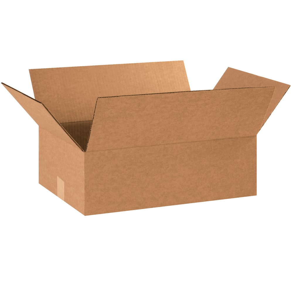 Partners Brand Flat Corrugated Boxes, 18in x 12in x 6in, Kraft, Pack Of 25