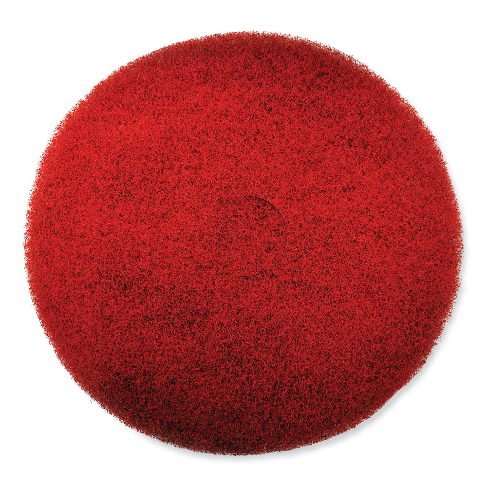 SC Johnson Professional EZ CARE Heavy Duty Scrub Pad, 17in Diameter, Red/Gray, 5/Carton