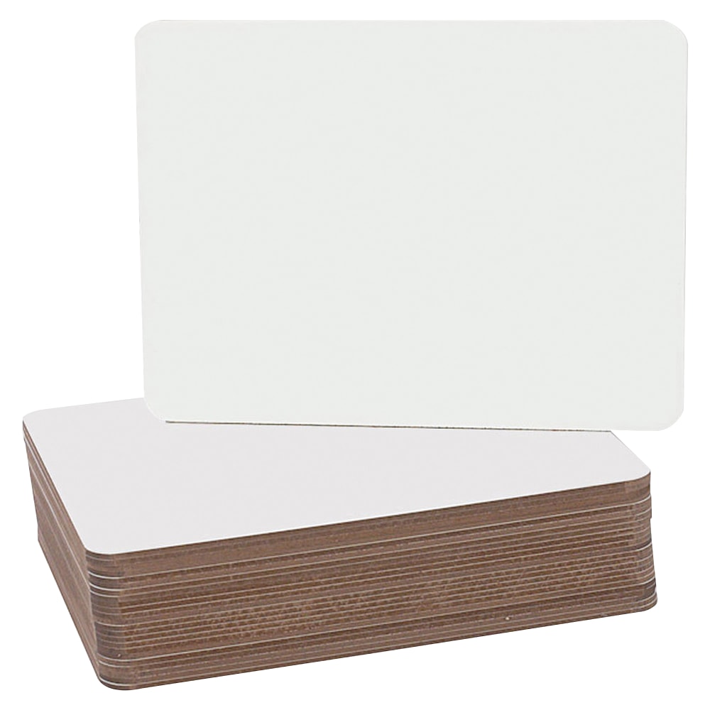 Flipside Round Corners Dry-Erase Lap Whiteboards, 9 1/2in x 12in, White Finish Frame With Pack Of 24