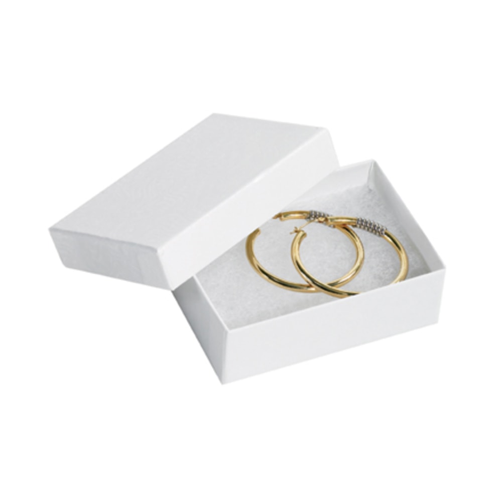 Partners Brand White Jewelry Boxes 3 1/16in x 2 1/8in x 1in, Case of 100