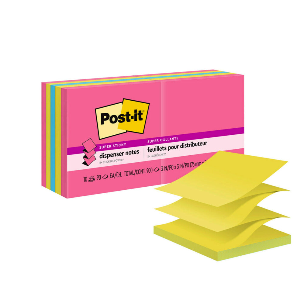 Post-it Super Sticky Pop Up Notes, 3 x 3 in, 10 Sticky Note Pad, 90 Sheet/Pad, 2X Sticking Power, School & Office Supplies, Energy Boost, R33010SSPGO