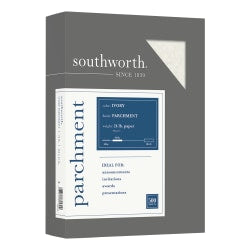 Southworth Fine Business Parchment Paper, 24 Lb, 8 1/2in x 11in, Ivory, Pack Of 500 sheets