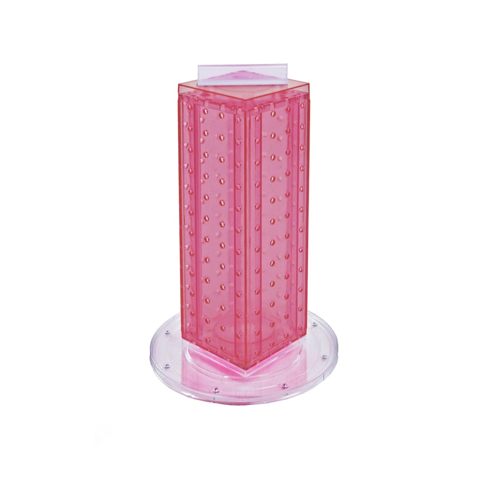 Azar Displays 4-Sided Pegboard Counter Display, 12inH x 4inW x 4inD, Pink