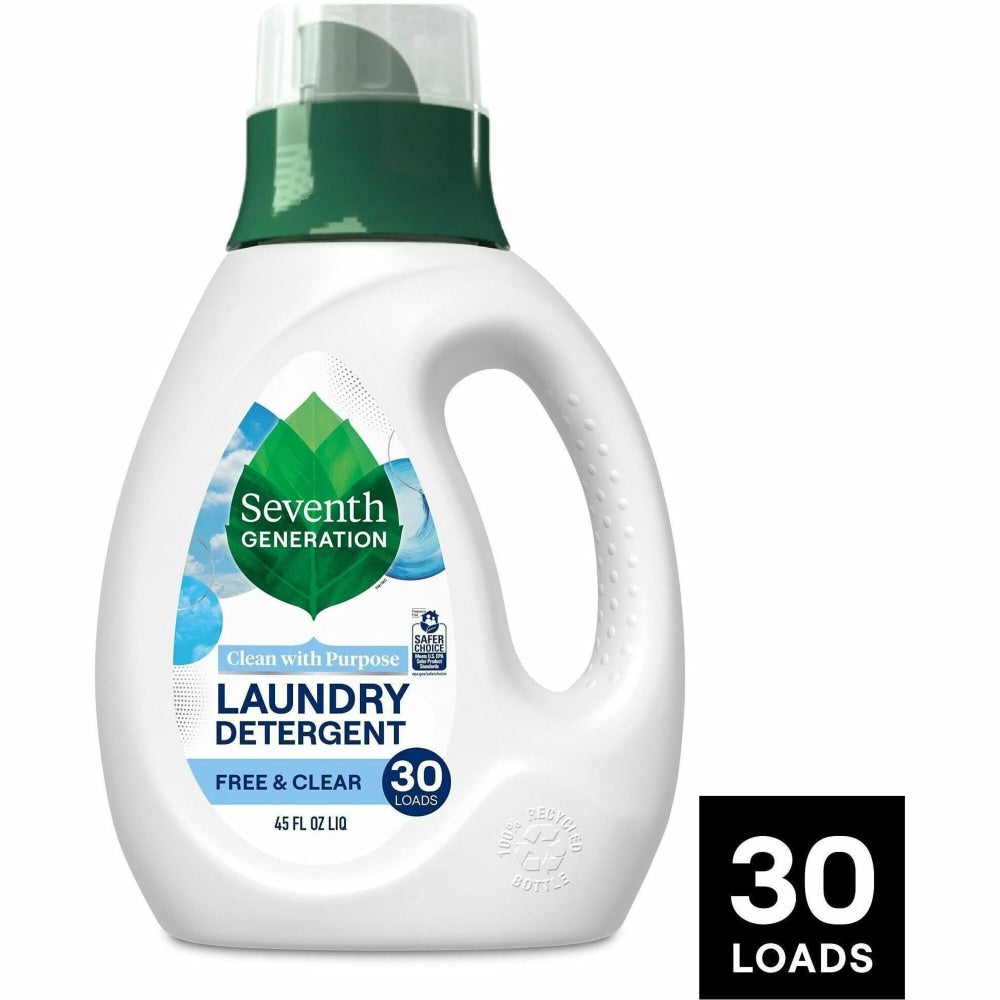 Seventh Generation Natural Laundry Detergent - 45 fl oz (1.4 quart) - Hypoallergenic, Non-irritating, Bio-based, Kosher - White, Green, Blue - 1 Each