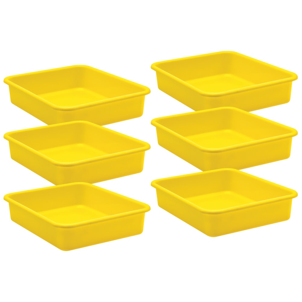 Teacher Created Resources Large Plastic Letter Trays, 3inH x 11-1/2inW x 14inD, Yellow, Pack Of 6 Trays