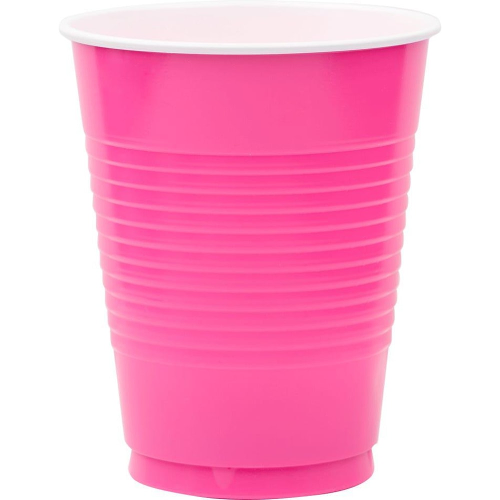 JAM PAPER Plastic Party Cups, 16 oz, Fuchsia, 20 Glasses/Pack