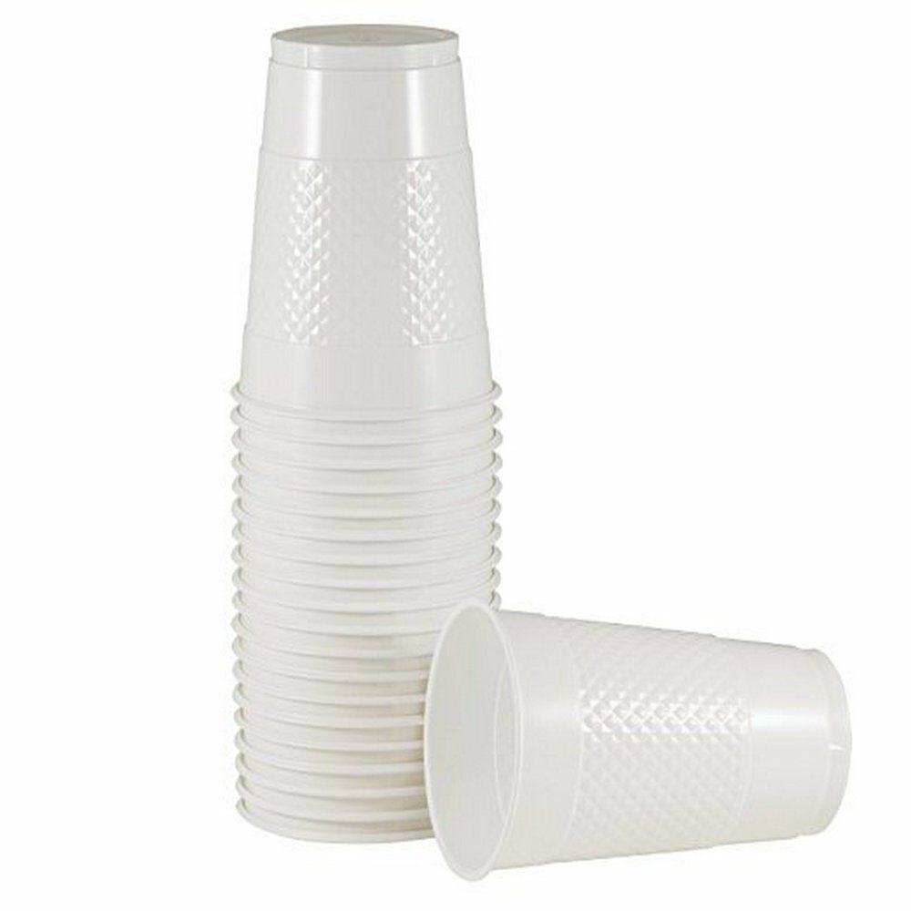 JAM PAPER Plastic Party Cups, 16 oz, White, 20 Glasses/Pack