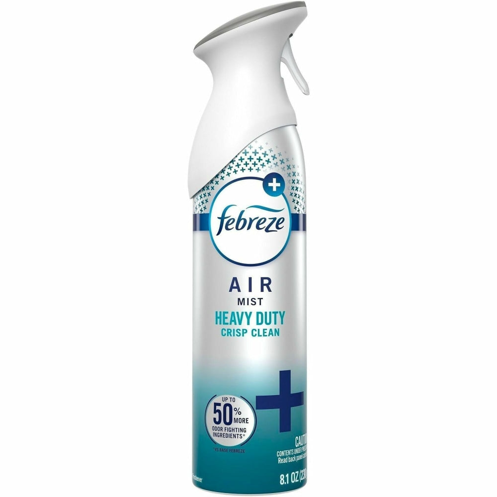Febreze Heavy-Duty Air Freshener Spray - Spray - 8.1 fl oz (0.3 quart) - Crisp Clean - Odor Neutralizer, Heavy Duty, VOC-free - 6 / Carton