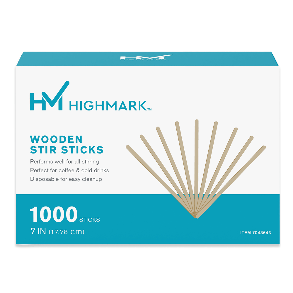 Highmark Wooden Stir Sticks, 7in, Light Brown, Box Of 1, 000, TBD23