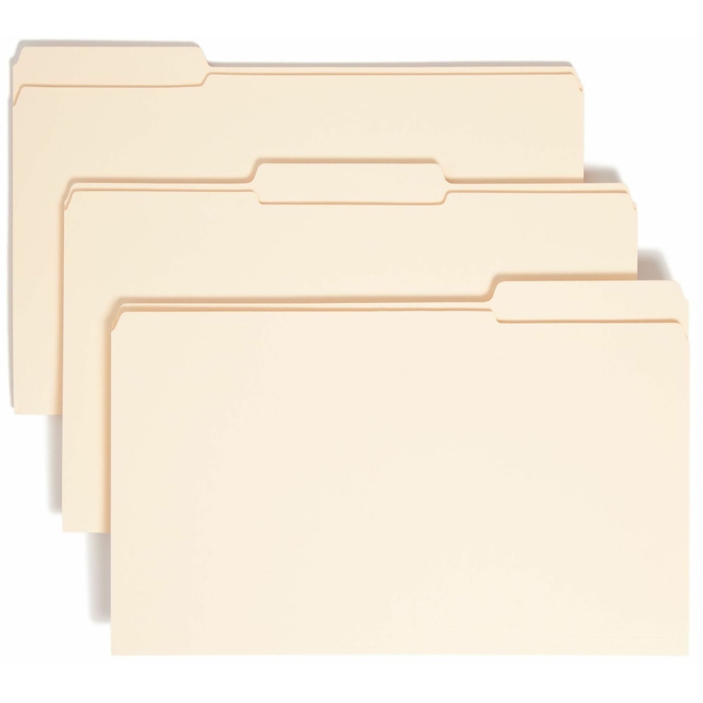 Smead Folders With Reinforced Tab, Legal Size, 1/3 Tab Cut, Manila, Box Of 100