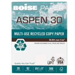 Boise ASPEN 30 Multi-Use Printer & Copy Paper, 1 Ream, White, Letter Size, 500 Sheets Per Ream- ASPEN 30 REAM