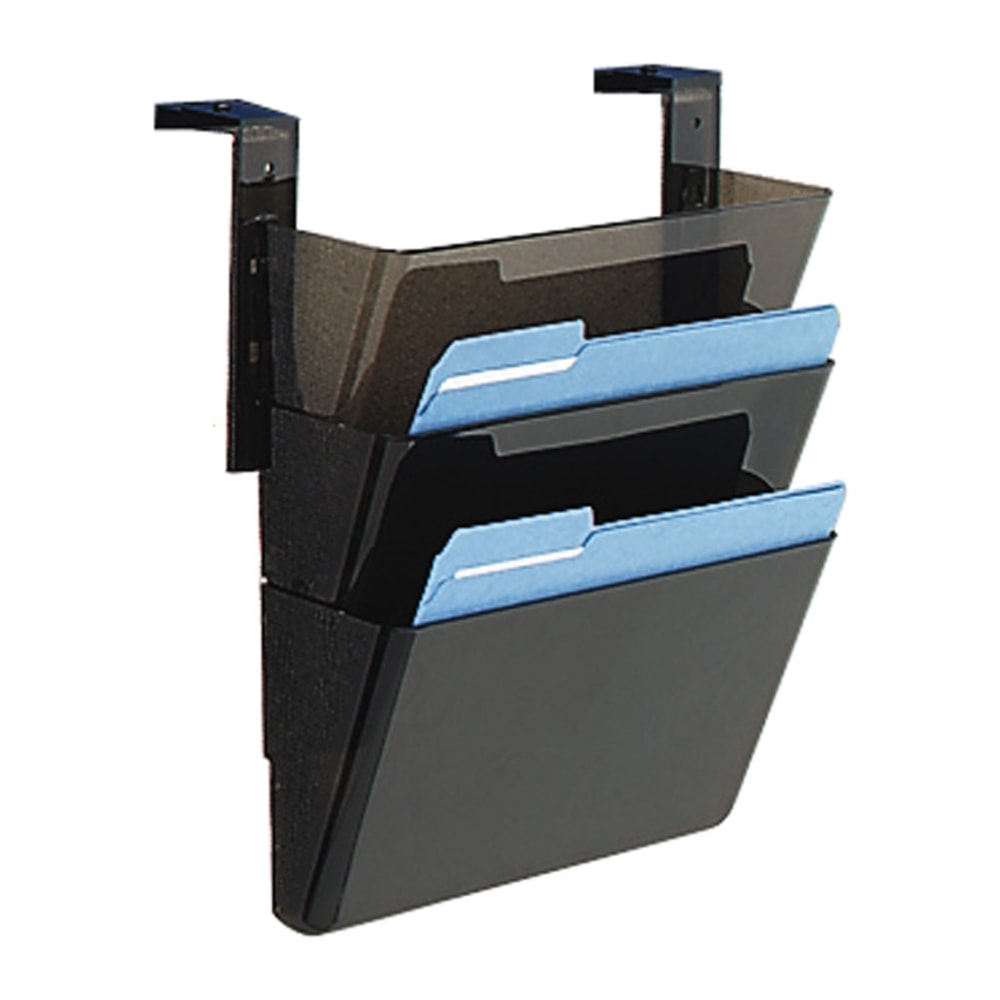 Deflecto Stackable DocuPocket for Partition Walls - 3 Pocket(s) - 3 Compartment(s) - 7in Height x 13in Width x 4in Depth - Smoke - Plastic - 3 / Set