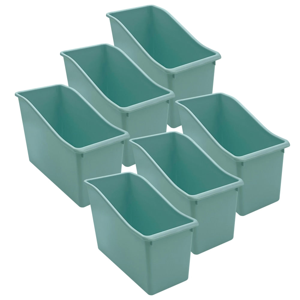 Teacher Created Resources Plastic Book Bins, 7-1/2inH x 11-3/8inW x 5-1/2inD, Calming Blue, Pack Of 6 Bins