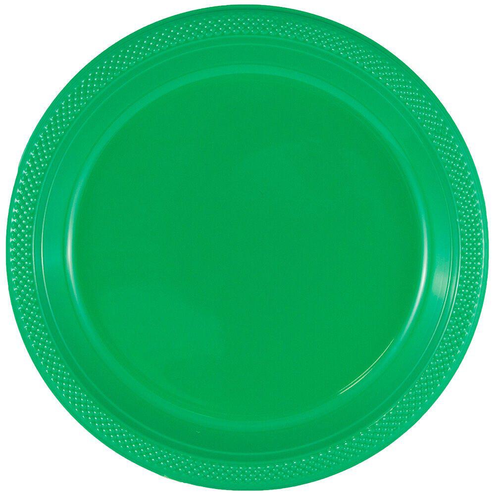 JAM PAPER Round Plastic Party Plates, Medium, 9 inch, Green, 20/Pack