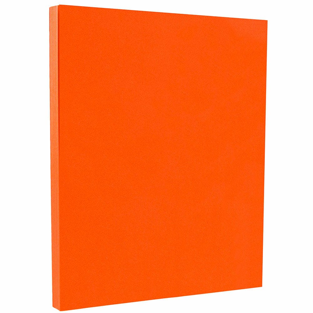 JAM Paper Card Stock, Mandarin Orange, Letter (8.5in x 11in), 65 Lb, Pack Of 50