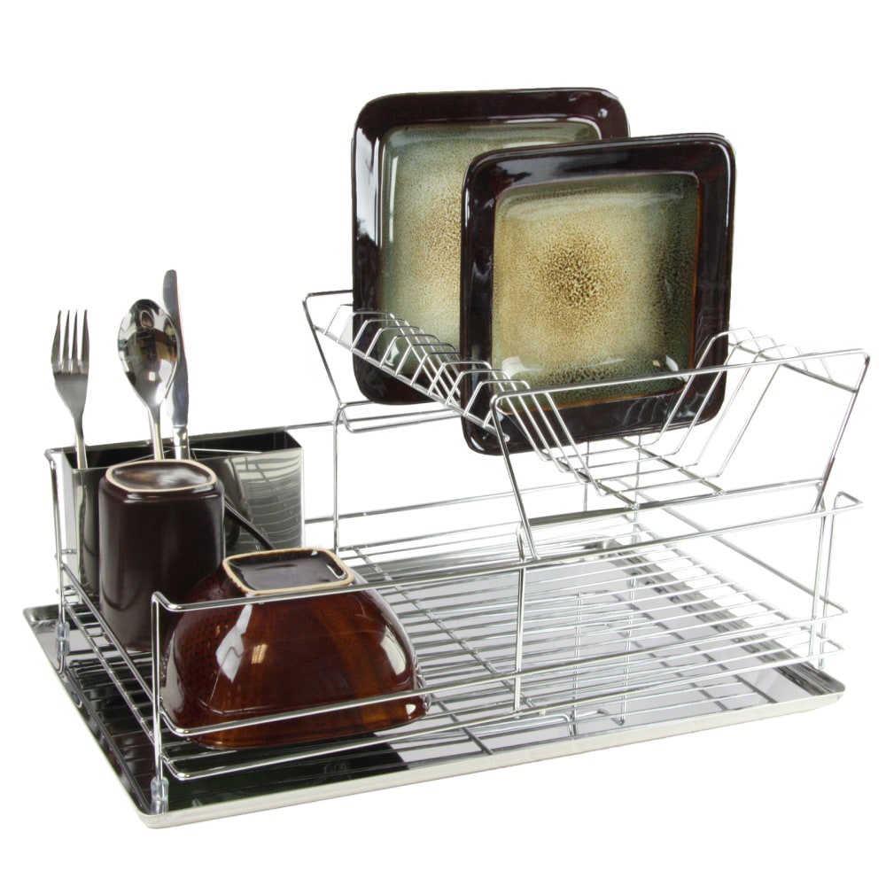 MegaChef 15-1/2in Shelf Dish Rack, Silver