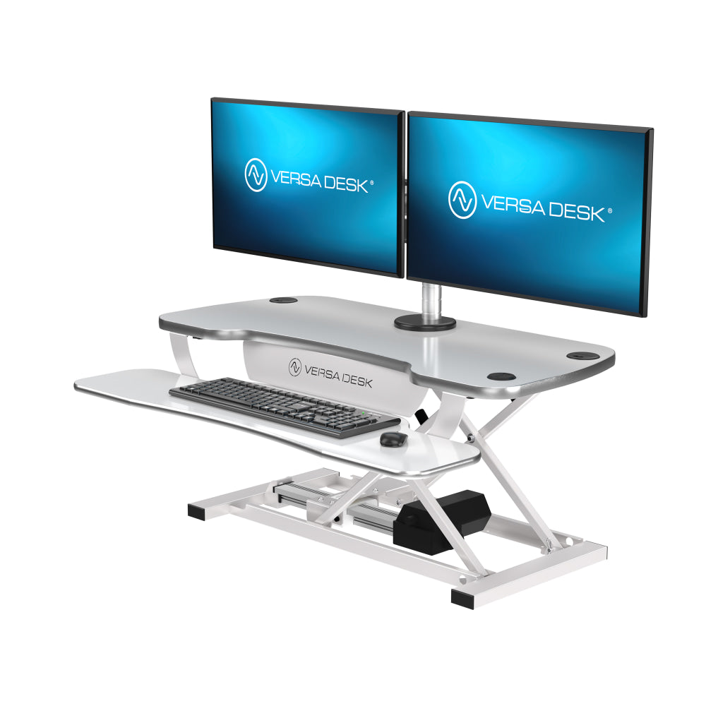 VersaDesk PowerPro Sit-To-Stand Height-Adjustable Electric Desk Converter, 36inW x 24inD, White