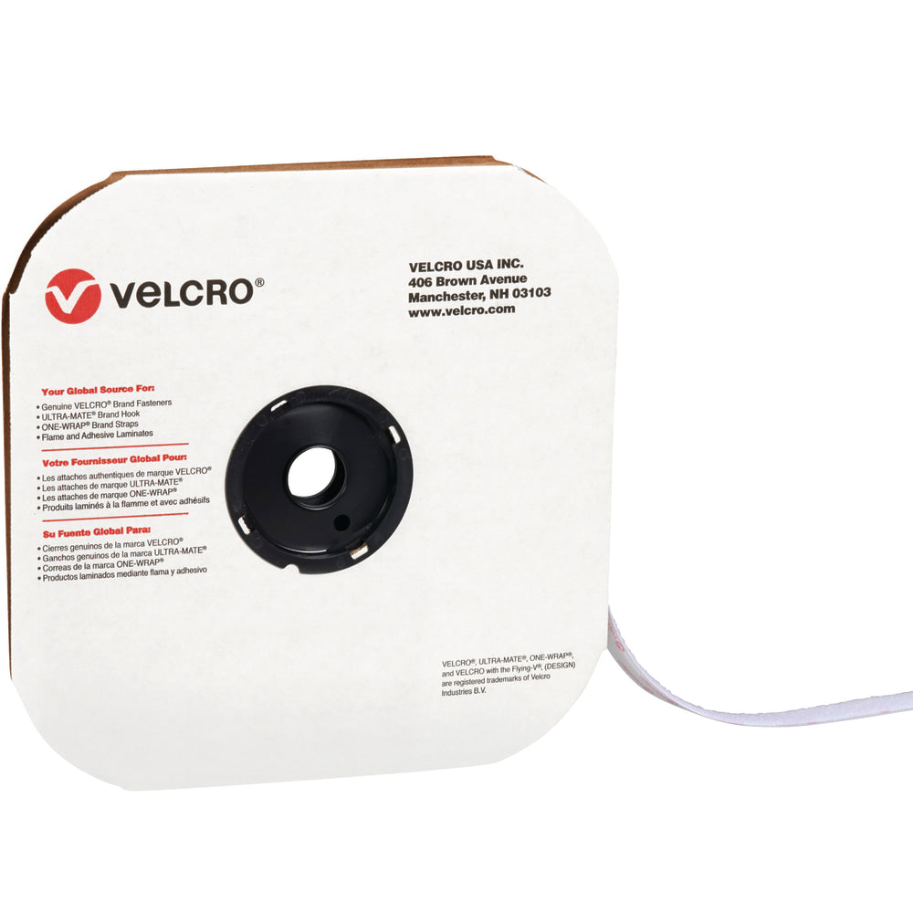 VELCRO Brand Tape, Hook Strips, 0.5in x 900in, White