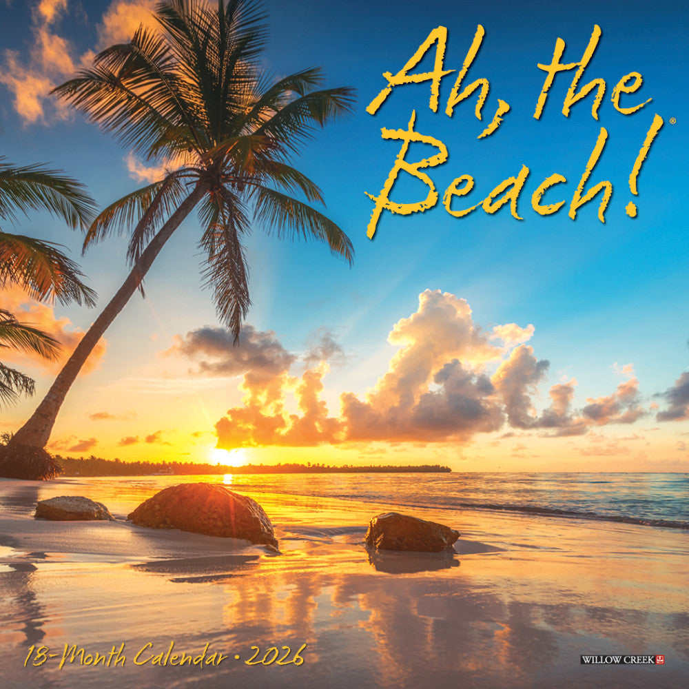 2026 Willow Creek Press Monthly Mini Wall Calendar, 7in x 7in, Ah The Beach!, January To December, 53416