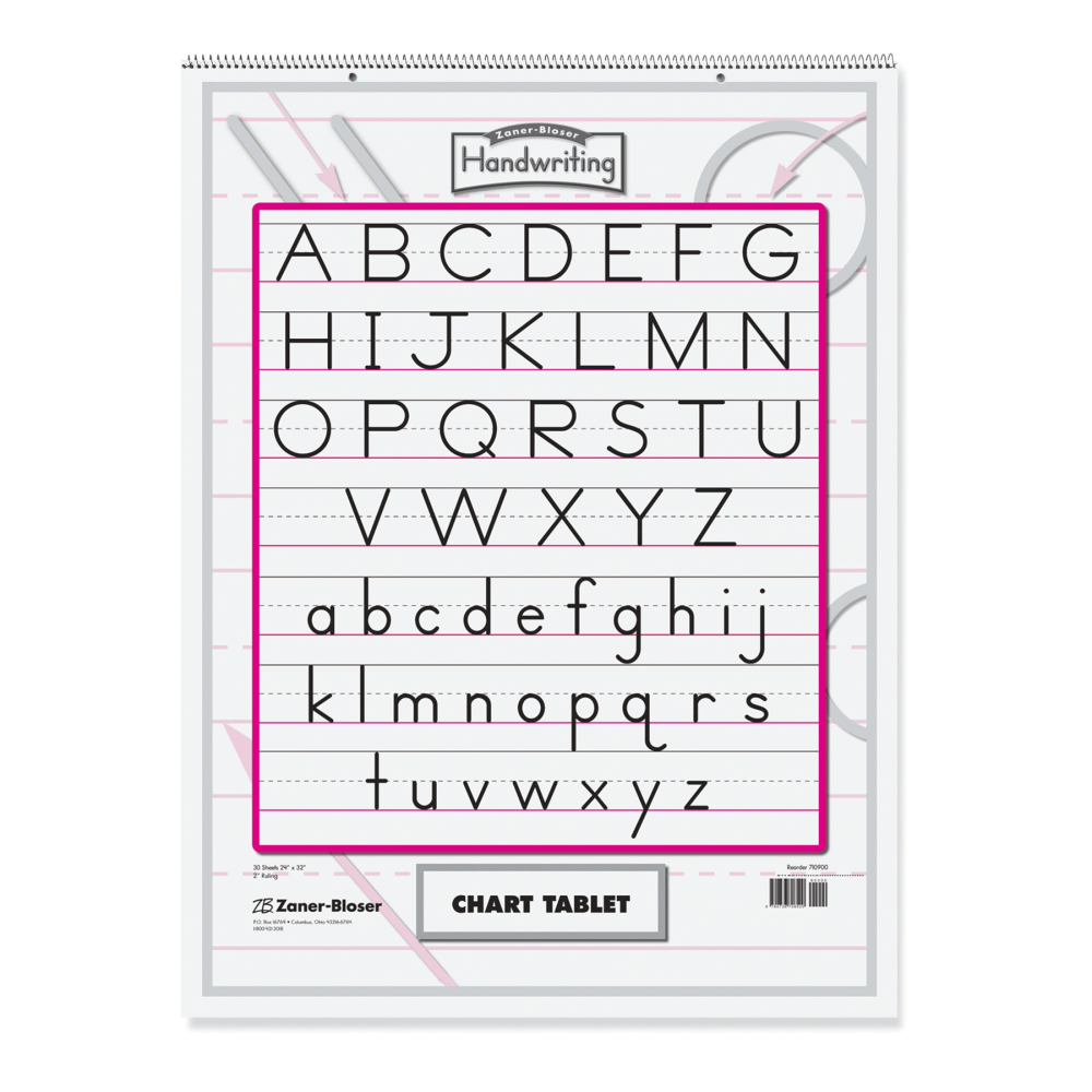 Zaner Bloser Chart Tablet, Manuscript Cover, 2in Ruled, 24in x 32in, 30 Sheets