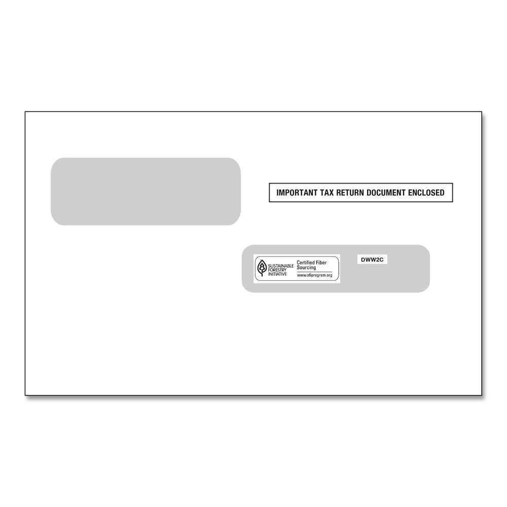 ComplyRight Double-Window Envelopes For W-2C Tax Forms, 5-5/8in x 9in, Moisture-Seal, White, Pack Of 100 Envelopes