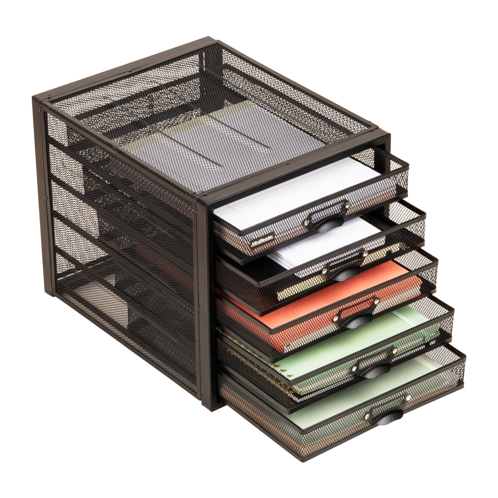 Mind Reader 5-Drawer File Storage Desk Organizer, 11in H x 14in W x 11in D, Black