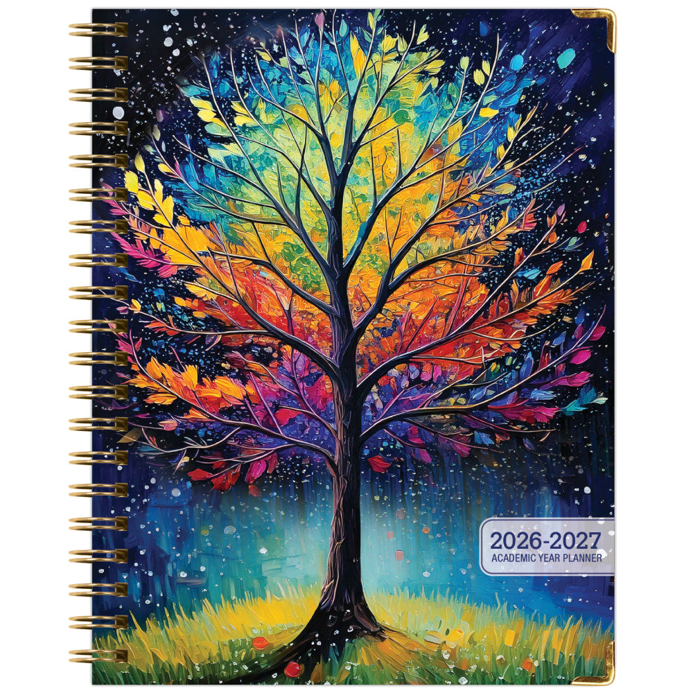 2026-2027 Excello Brands 14-Month Academic Year Hardcover Weekly/Monthly Fashion Planner, 8-1/2in x 11in, Black Tree Seasons, May To June, Total Qty 1