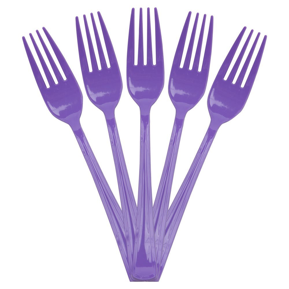JAM PAPER Premium Utensils Party Pack, Plastic Forks, Purple, 48 Disposable Forks/Pack