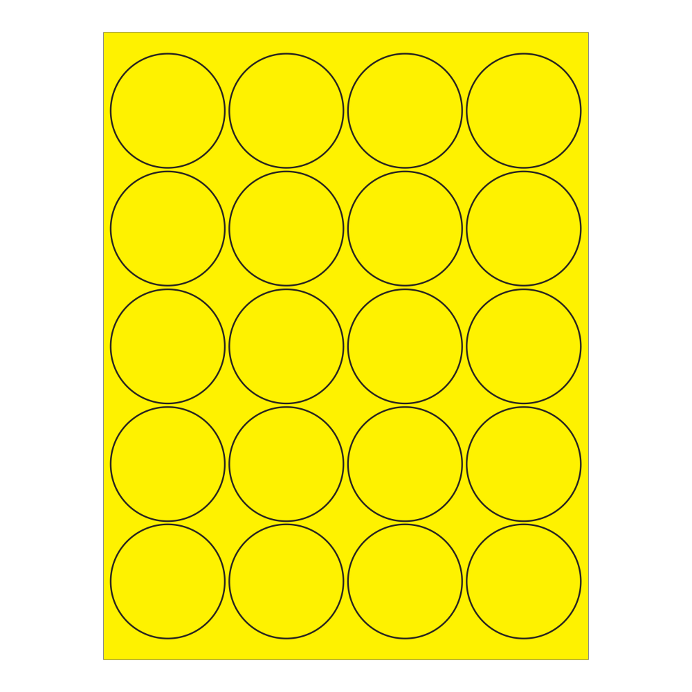 Tape Logic Round Labels For Inkjet/Laser Printers, LL197YE, 2in, Fluorescent Yellow, Pack Of 2,000 Labels