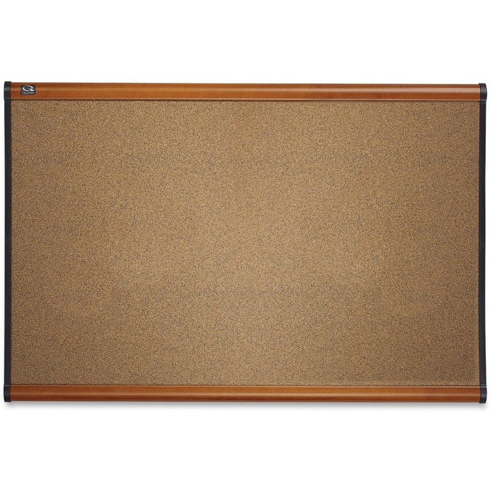 Quartet Prestige Cork Bulletin Board, 72in x 48in, Wood Frame With Cherry Finish