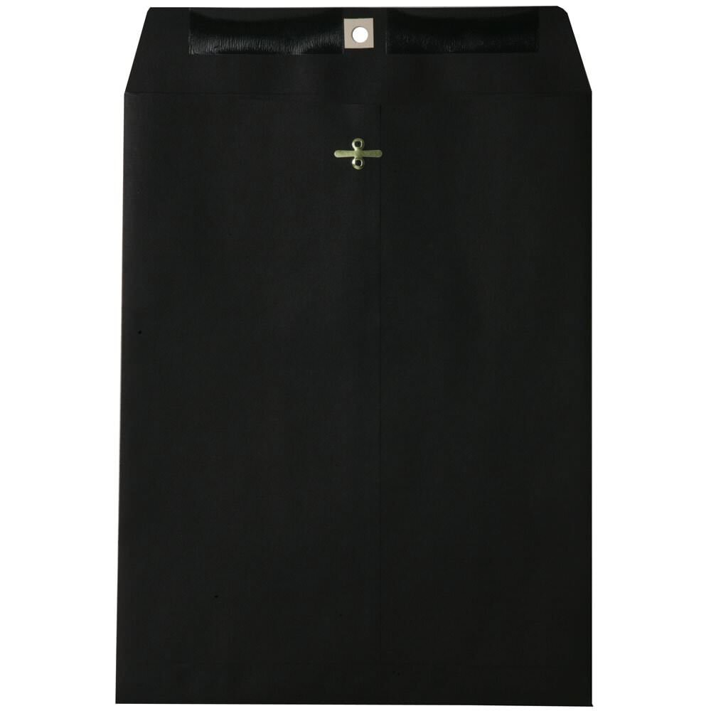 JAM Paper Open-End 9in x 12in Catalog Envelopes, Clasp Closure, Black, Pack Of 10