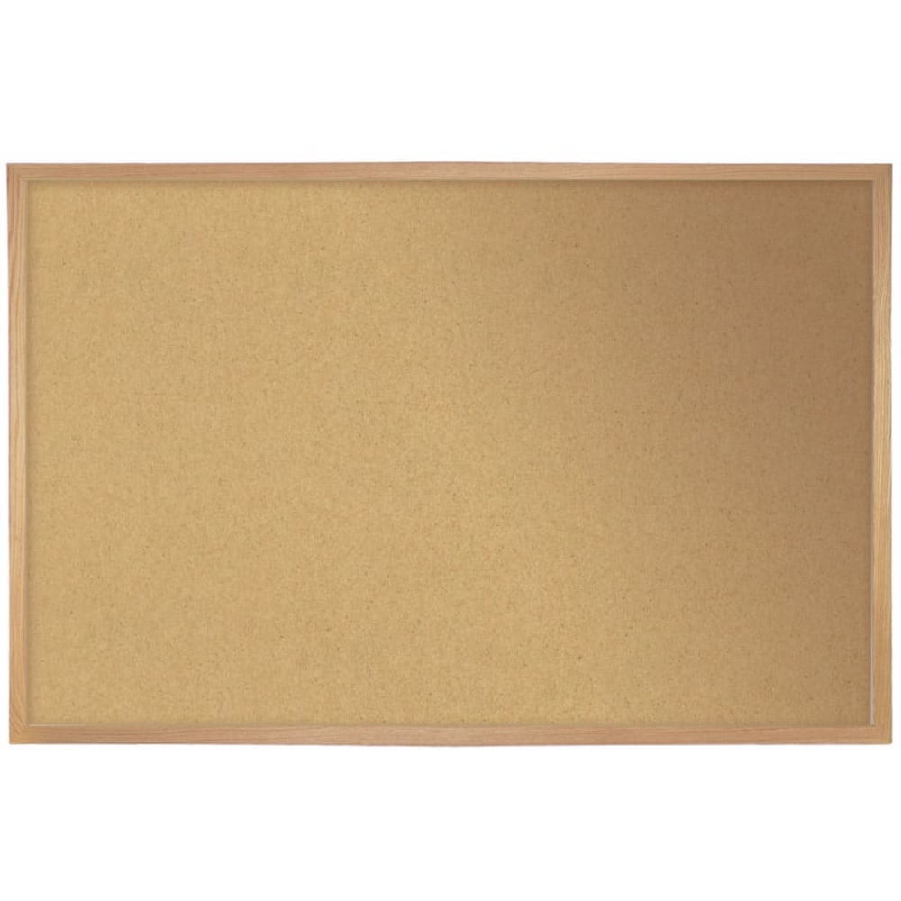 Ghent Non-Magnetic Cork Bulletin Board, 36in x 48in, Natural, Satin Aluminum Frame