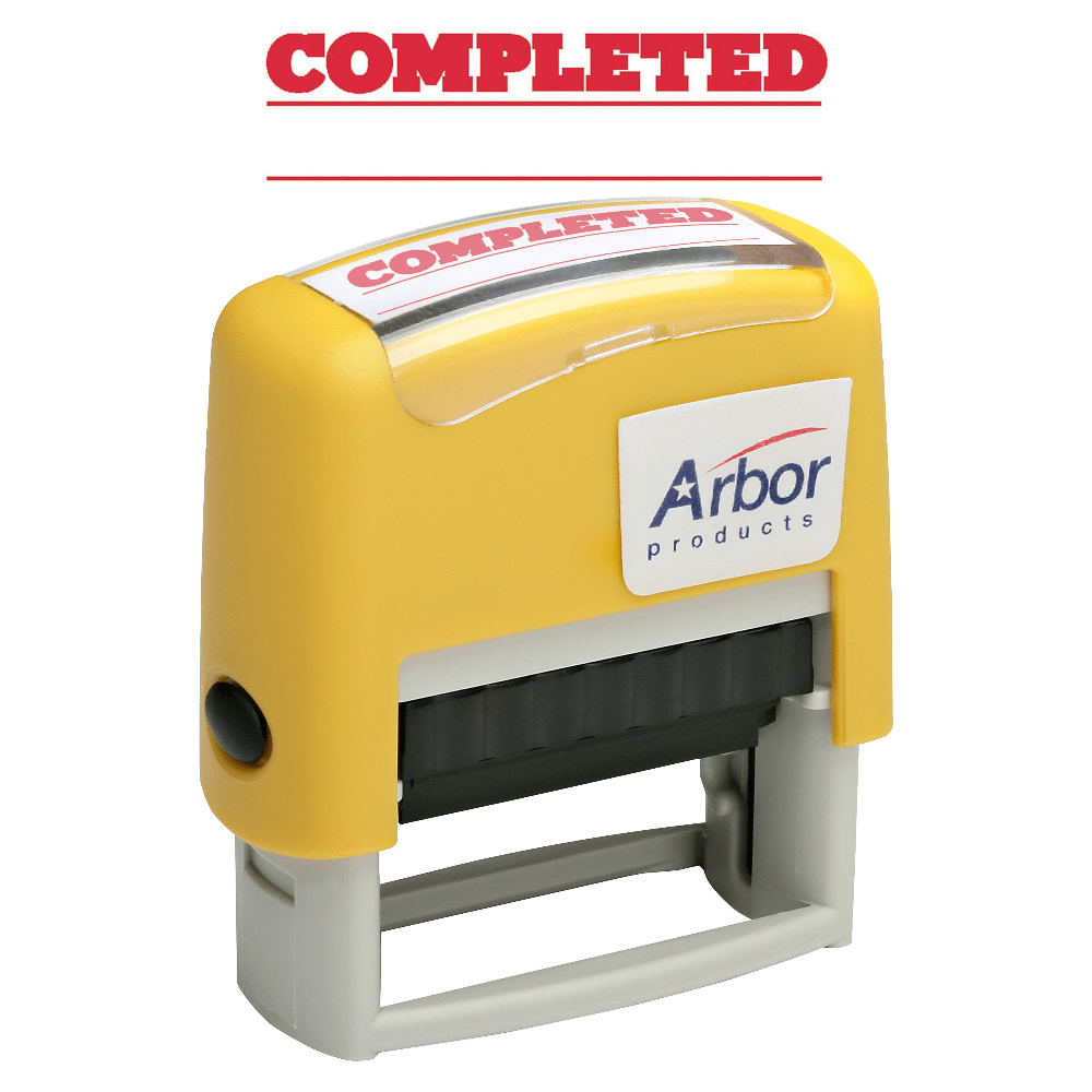 SKILCRAFT Pre-Inked Message Stamp, "COMPLETED", Red Ink