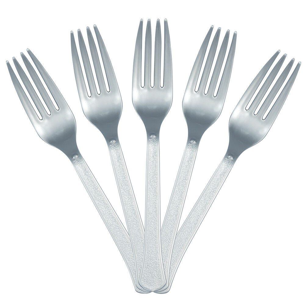 JAM PAPER Premium Utensils Party Pack, Plastic Forks, Silver, 48 Disposable Forks/Pack