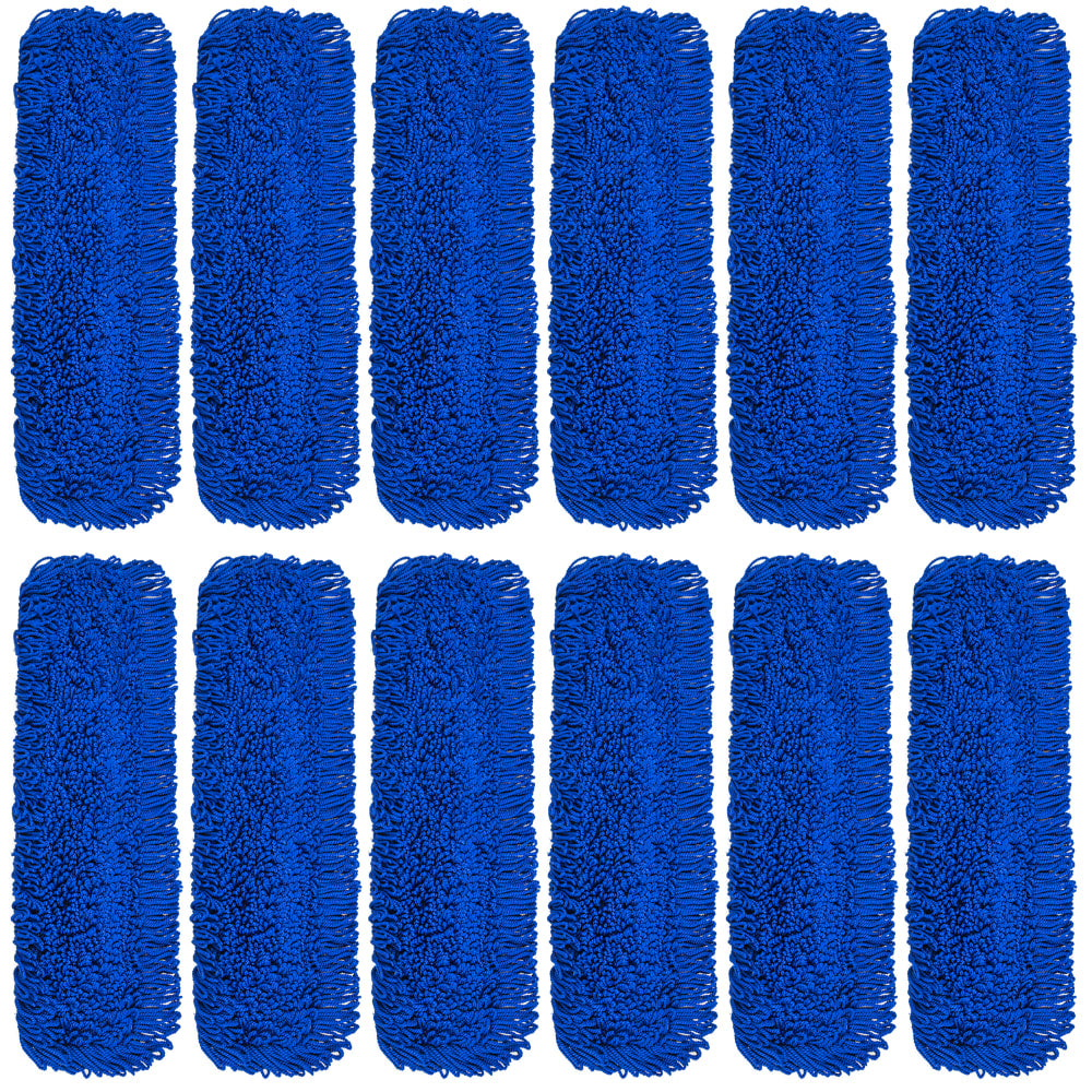 Gritt Commercial Microfiber Looped Dust Mop Pad Head, 36in, Blue, Pack Of 12 Pad Heads
