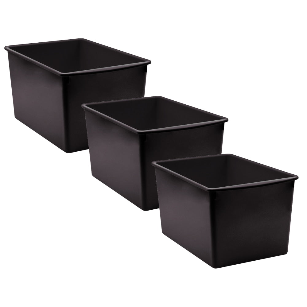 Teacher Created Resources Plastic Multi-Purpose Bin, Black, Pack Of 3