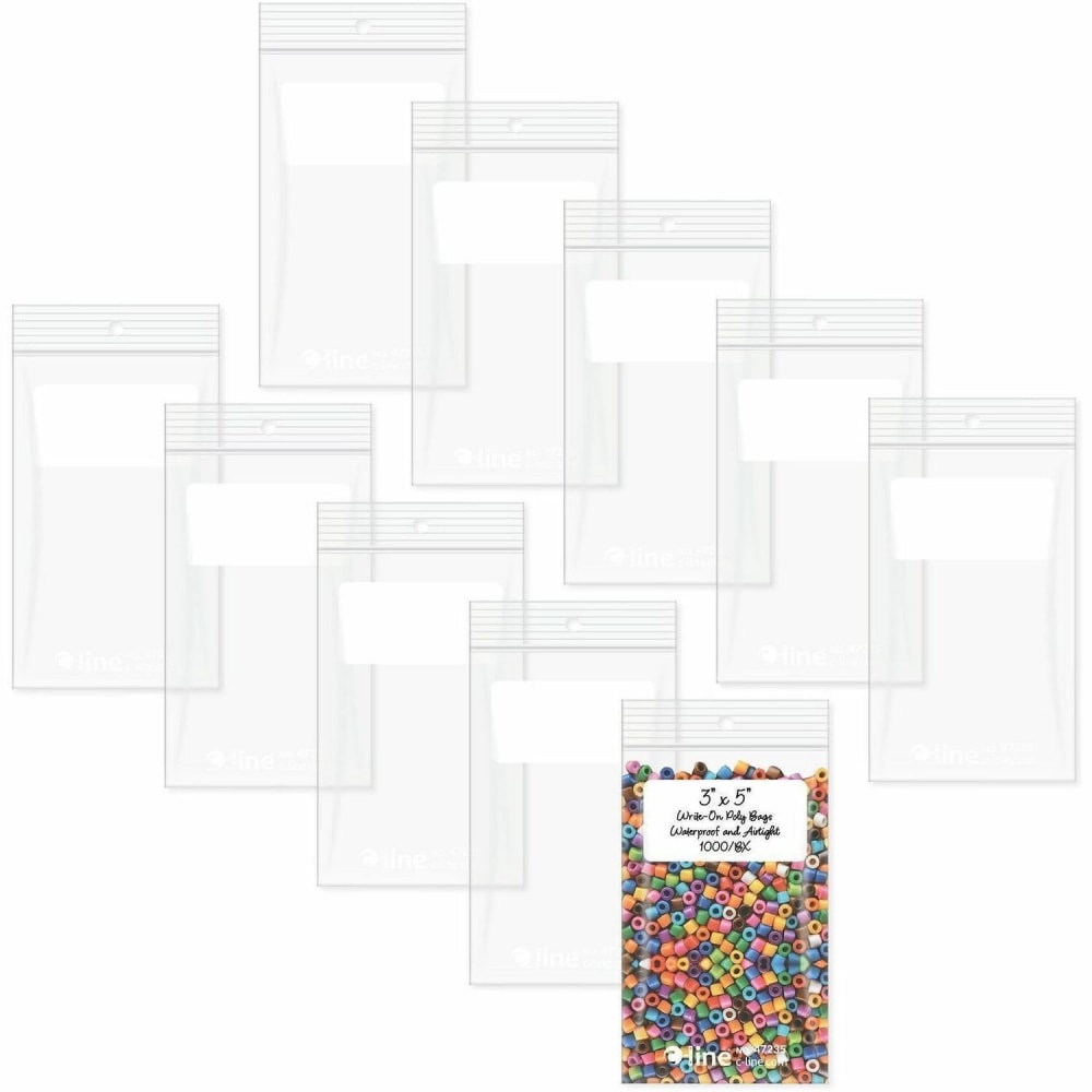C-Line Write-On Poly Bags - 3 x 5, 1000/BX, 47235